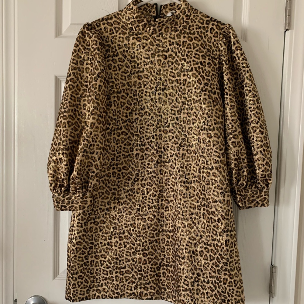 ZARA Leopard Print-Midi Dress Lightweight Brown Women’s  Sz L